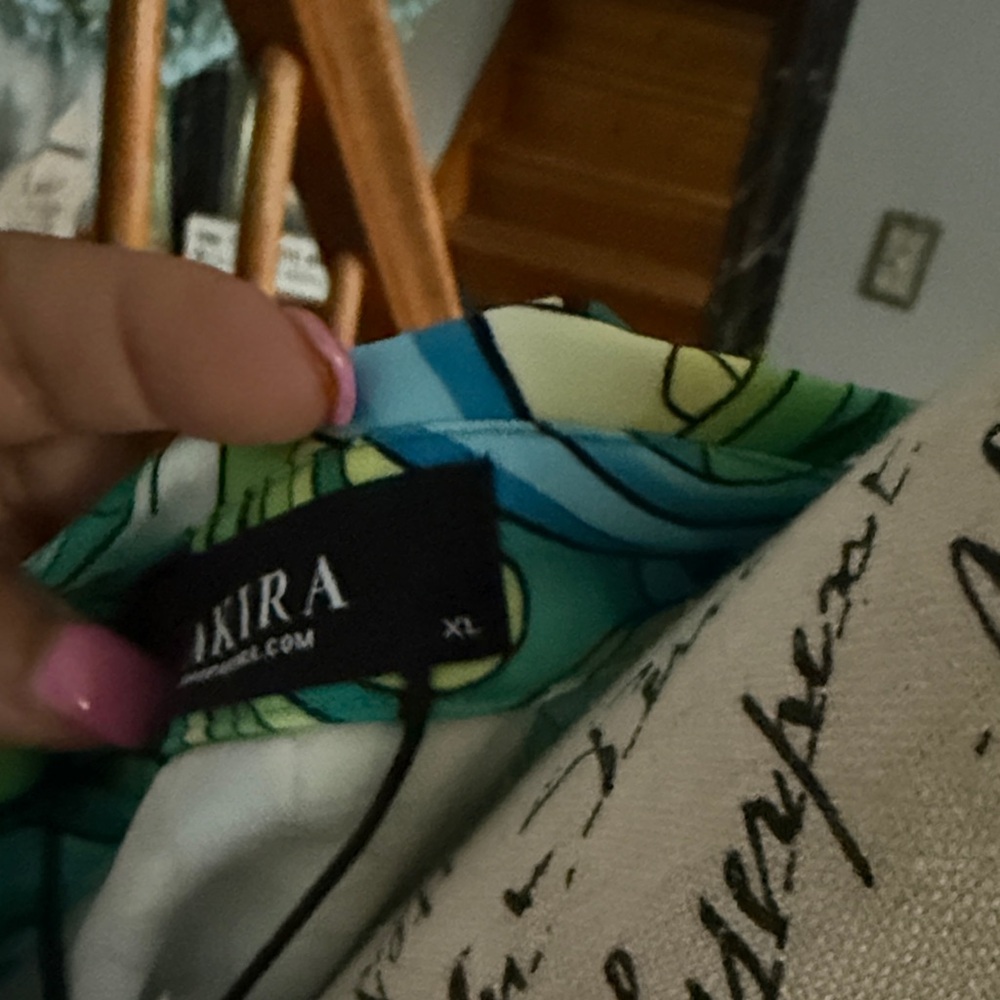 Akira- Vibrant Green and Blue Patterned Jacket and Shorts Set - Picture 8 of 9